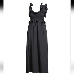 Alpha Studio Black Ruffle Midi Dress‎